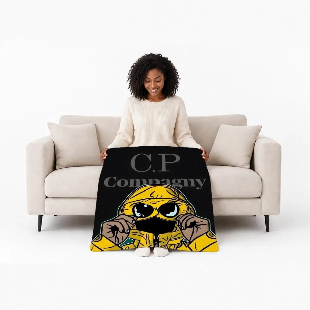 Streetwear Brand C.P. Company Throw Custom Printed Flannel Fleece Blanket for Sofa Bed Office Travel & Camping