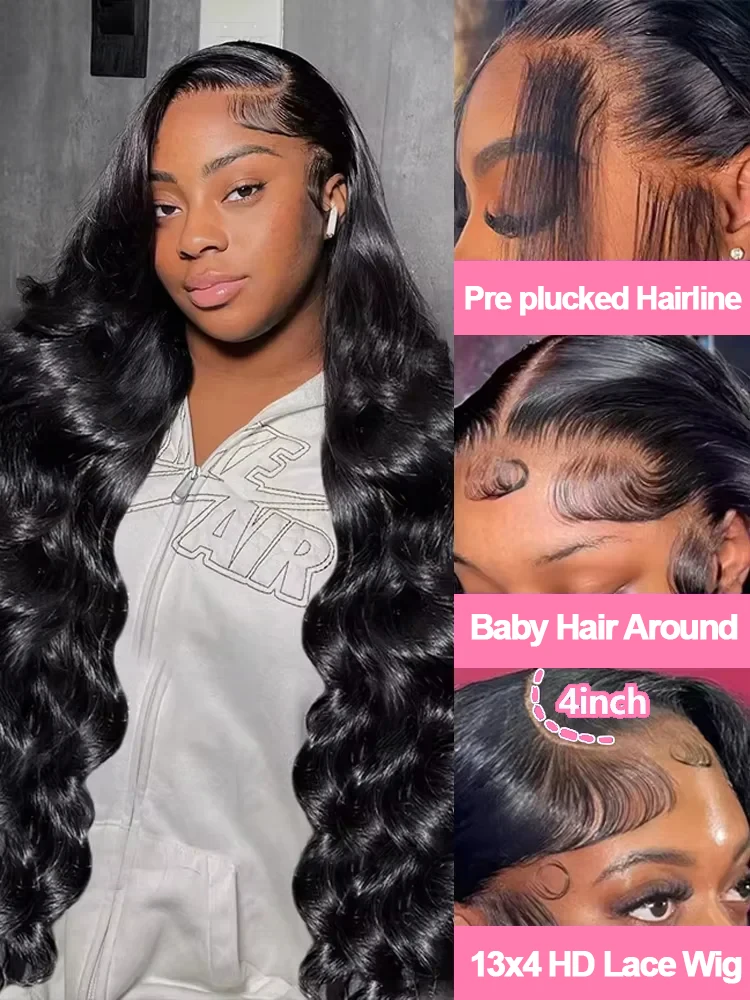 13x4 Hd Lace Frontal Wig Body Wave Lace Front Human Hair Wigs PrePlucked Remy Water Wave 5x5 Glueless Wigs Human Hair For Women image 3