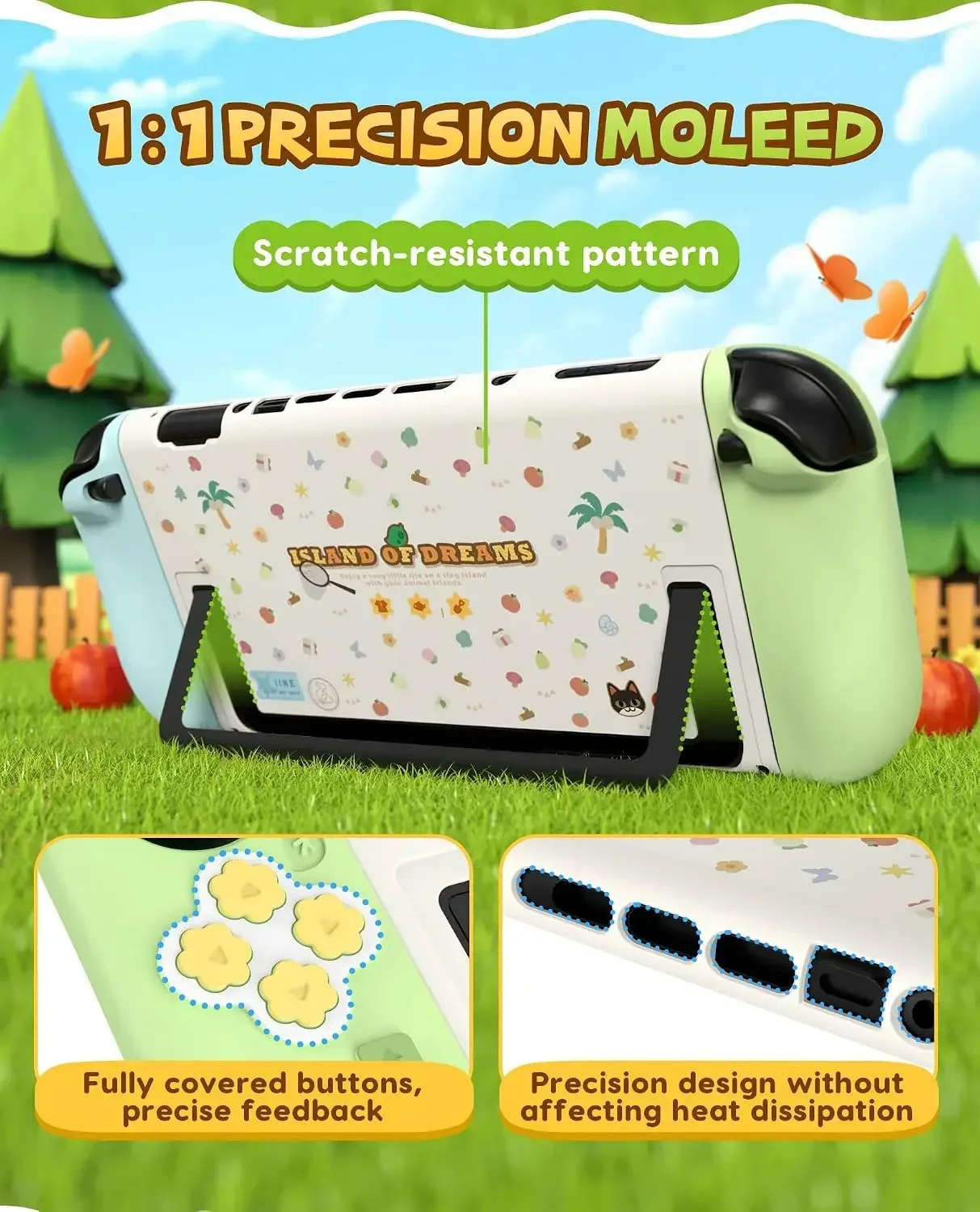 IINE Switch 2 Protective Case Set Hard PC Back Cover with Silicone Joypad Covers Dock Compatible Grip Case with Joystick Caps - view 3