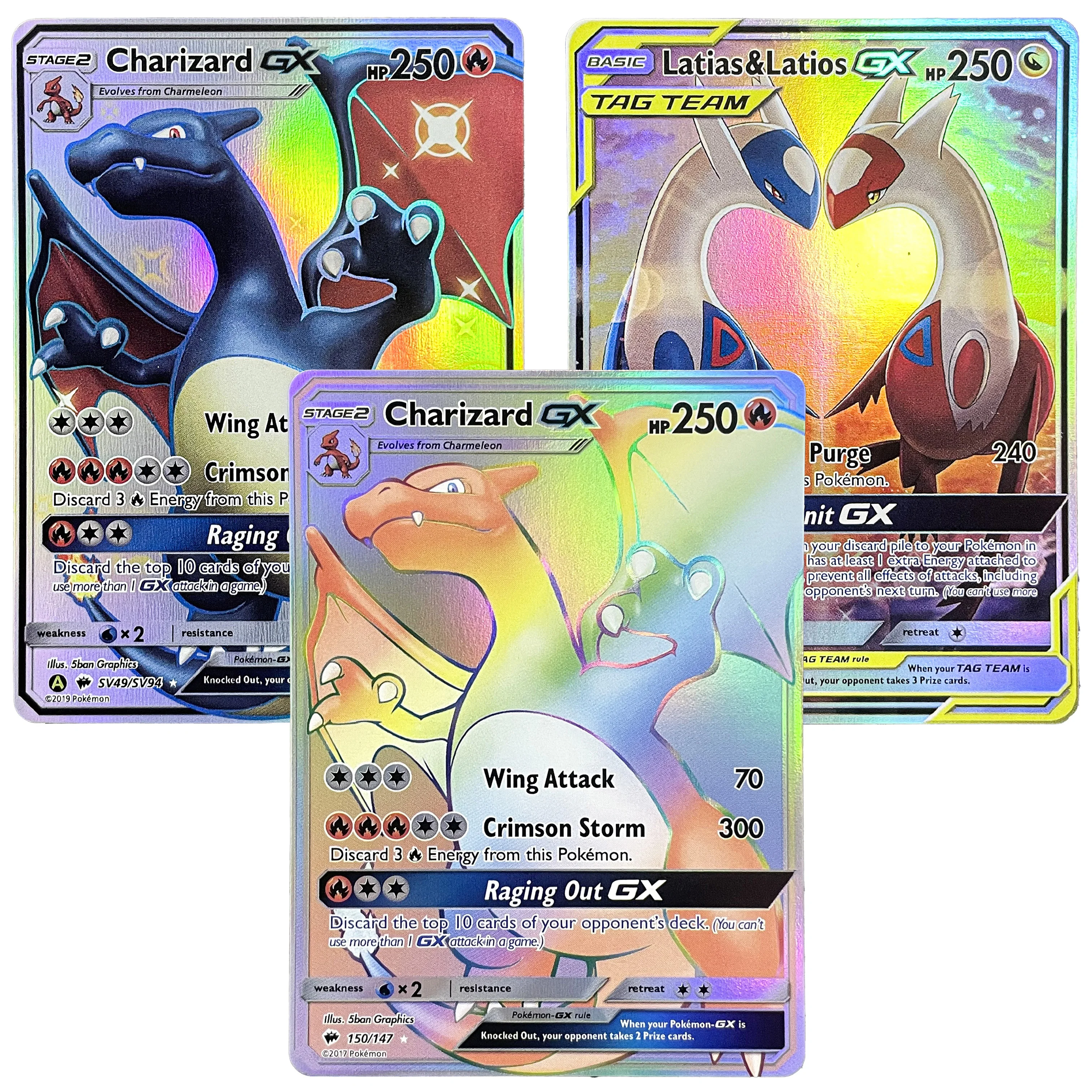 

PKM Tcg Rainbow GX Cards Lot Charizard-SV49 Shiny Vault Latias Latios TAG TEAM Arceus Dialga Palkia PTCG Collection Display Toy