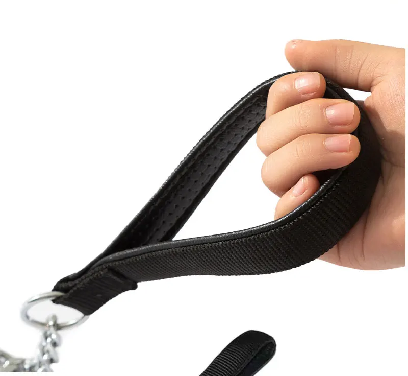 Bissfeste Eisenketten-Leine 120CM Metall-Hundekette Hundeleine Metall-Trainingsleine mit Weichem Griff für Mittelgroße und Große Hunde – Detail 5