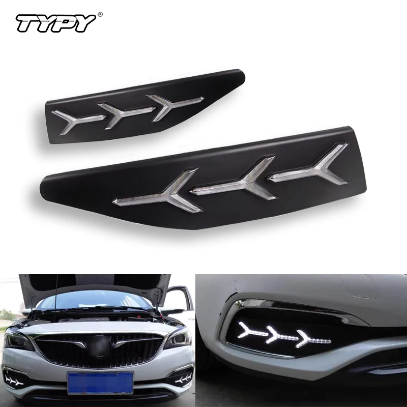 

TYPY Car Modified LED DRL Daytime Running Light With Yellow Turning Signal Fog Lamp For Buick Verano 2017-2018