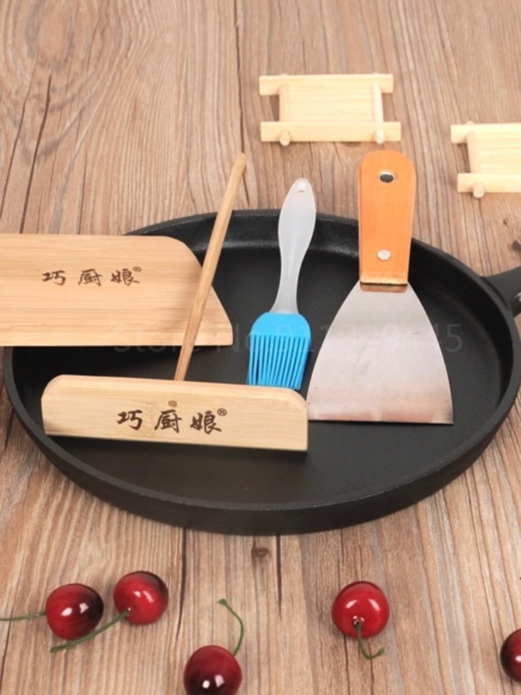 Panci Penggorengan Anti Lengket Besi Cor Tebal 26Cm-Lapisan Kue Pancake Pembuat Crepe Panci Datar Wajan Sarapan Omelet Loyang Kue