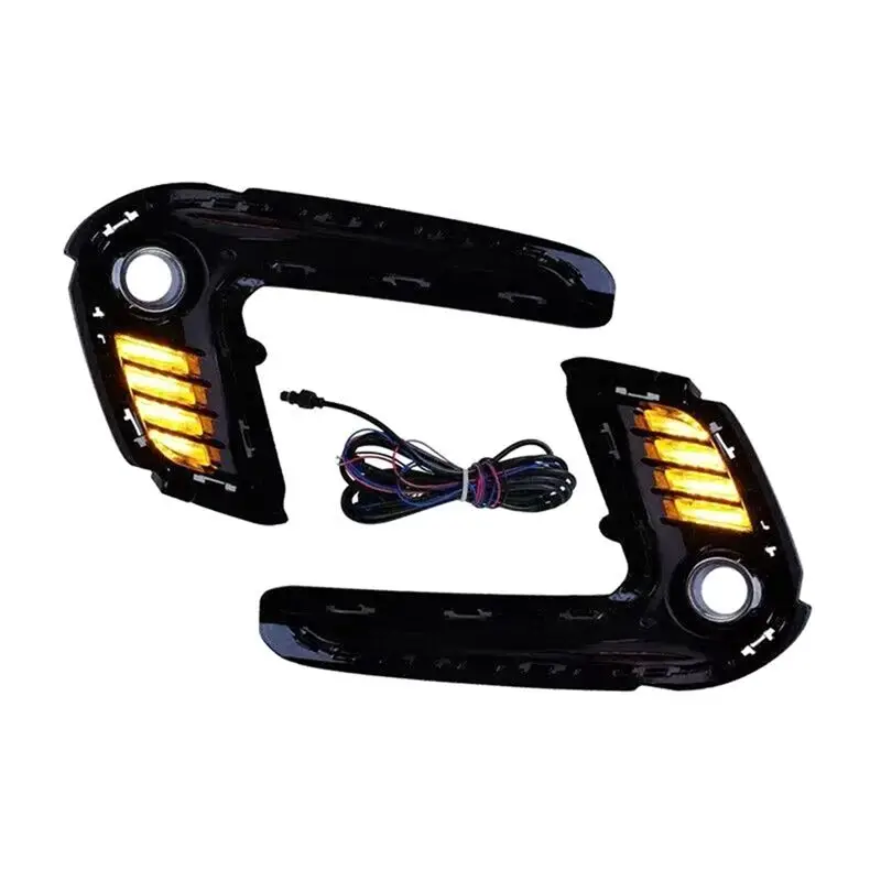 A76E-1Pair Auto LED DRL for  Elantra 2016-2018 Fog Lights Cover Daytime Running Light Turn Signal Foglamp Accessories