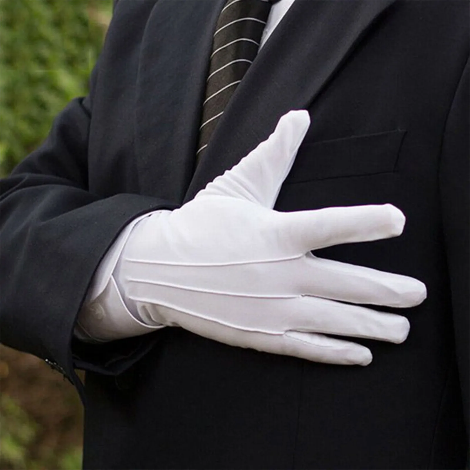 1pair White Cotton Gloves Men Formal Tuxedo Uniform Gloves Honor Guard Parade Ceremony Costume Cosplay Coin Jewelry Butler Glove