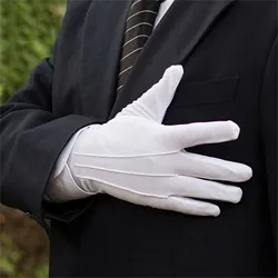 1 paio di guanti in cotone bianco da uomo guanti uniformi da smoking formali Honor Guard parata cerimonia Costume Cosplay Coin Jewelry Butler Glove