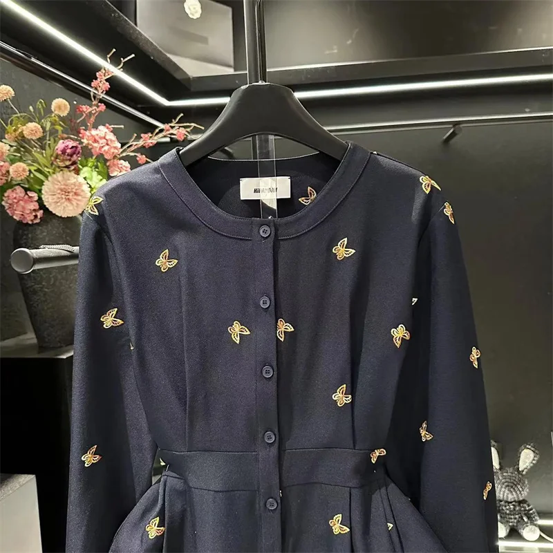 Veste imprimée papillon pour femme, chemise à manches longues, manteau cardigan, vêtements d'extérieur à boutonnage simple, mode printemps et automne, nouveau, 2024