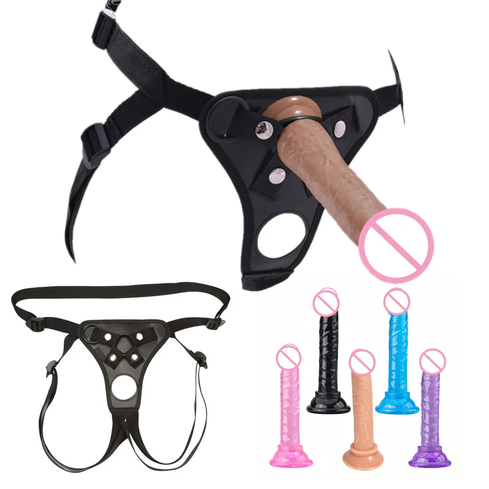 Sexy Leather Panties Bondage Strapon Chastity Pants With Penis Dildo Set Body Harness Couples Flirting Sex Toys for Women Men 18