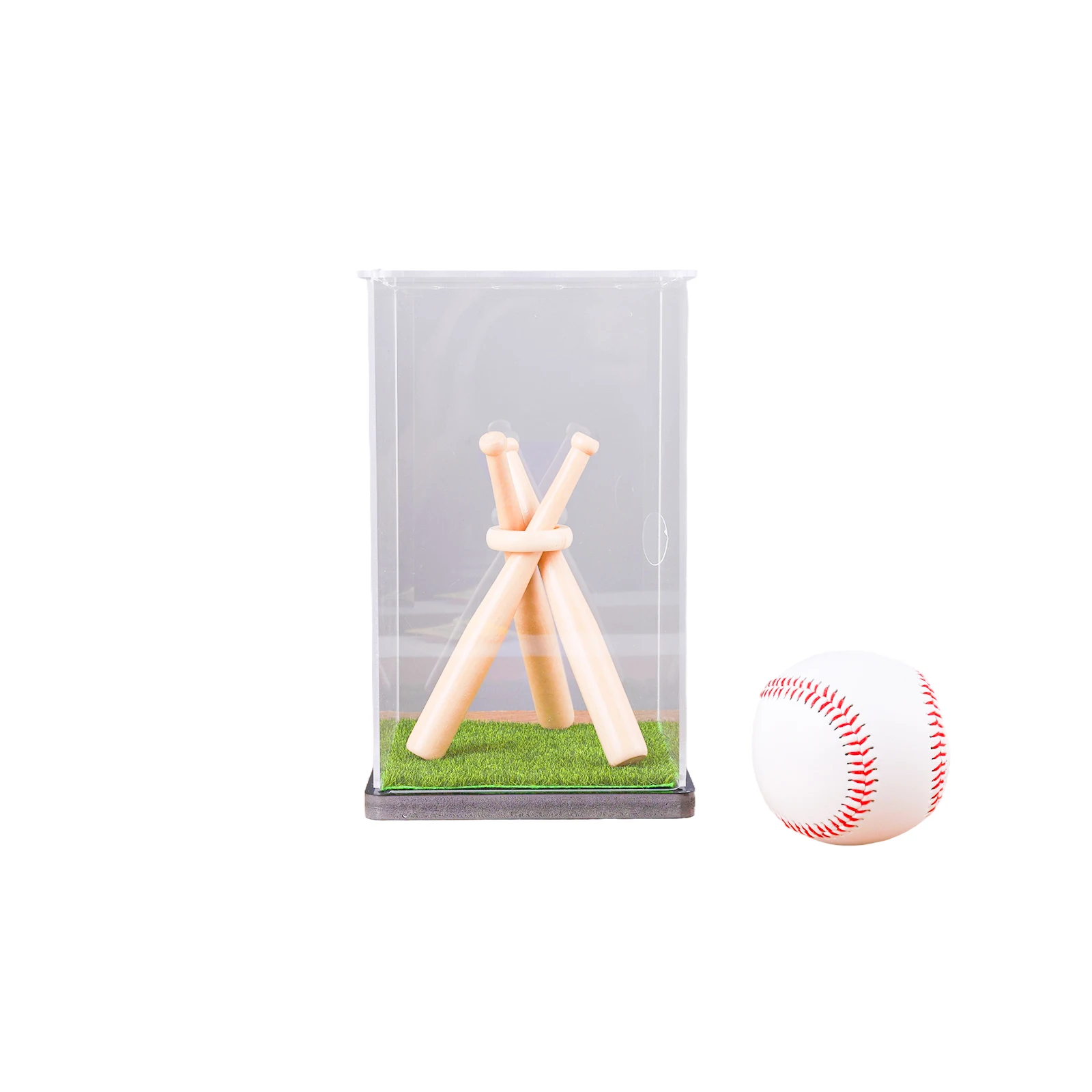 

Baseball Display Case with Wood Stand Game Ball Holder Clear Acrylic Collectibles Box for Baseball Lover Gifts