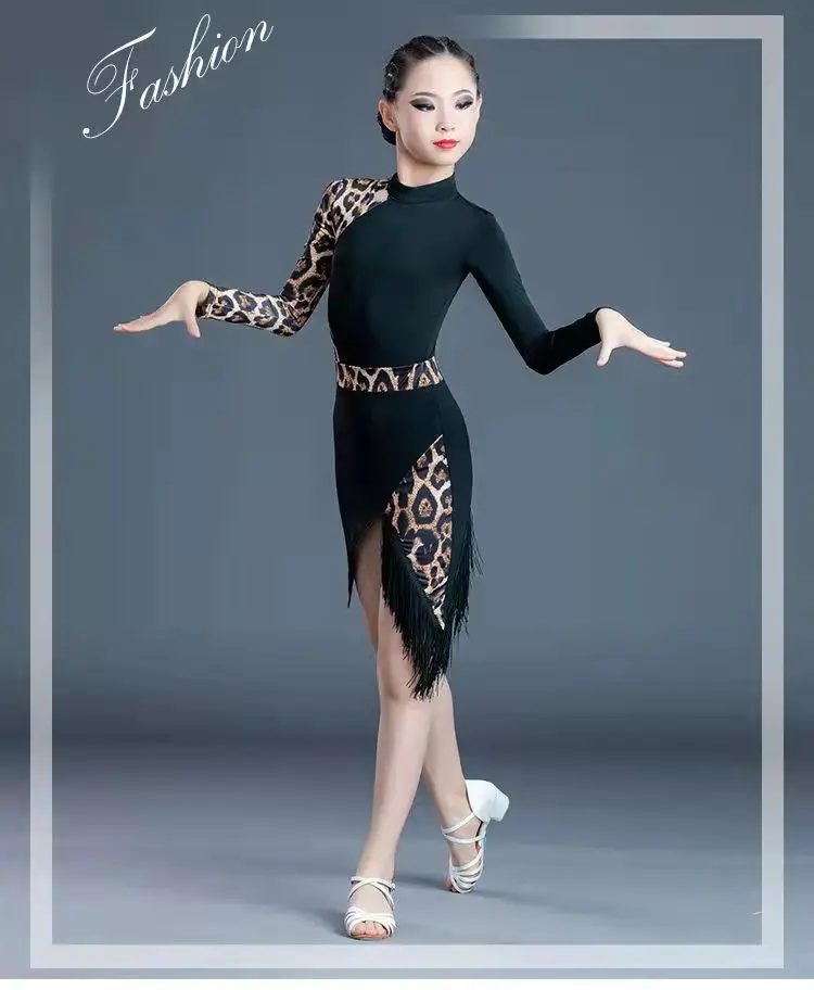 Latin Dancing Dress Girls Professional Kids Ballroom Salsa Dance Wear Clothing Children\'s Competitions Latin Stage Wear Clothes