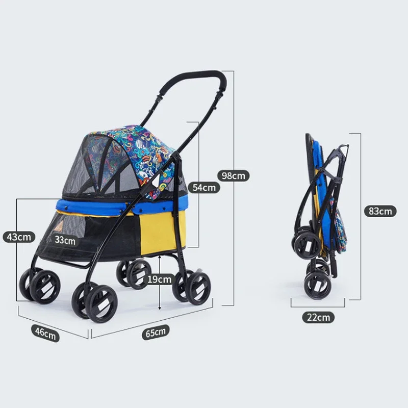 Pet Stroller Luxury 3 In 1 Pet Trolley Carrier Bag With Wheels Outdoor Travel Pet Transport Cart For Dogs And Cats