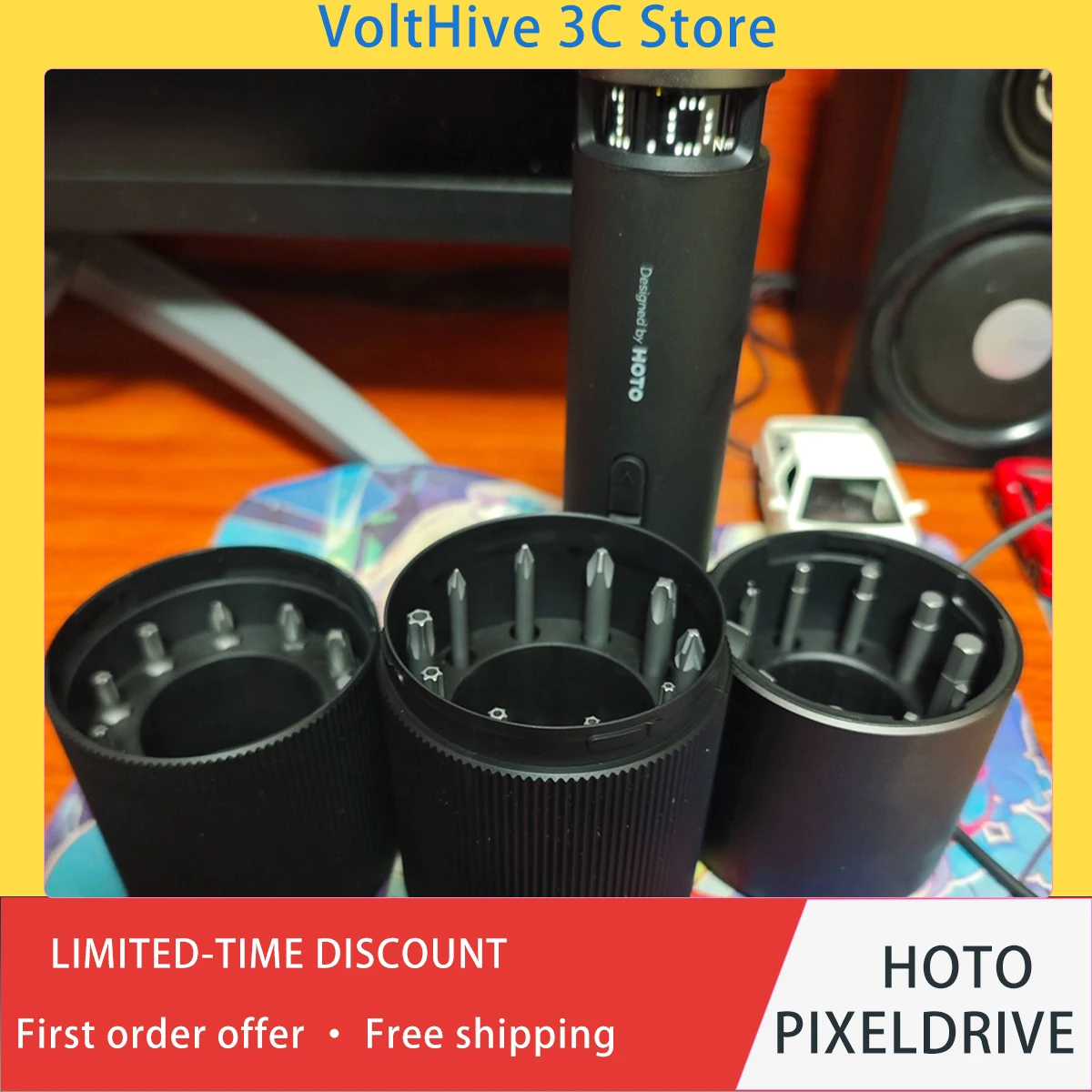 HOTO PIXELDRIVE Portable Power Screwdriver Built‑in Battery Type‑C Versatile Accurate Fixing Kit for Household DIY Tech Present