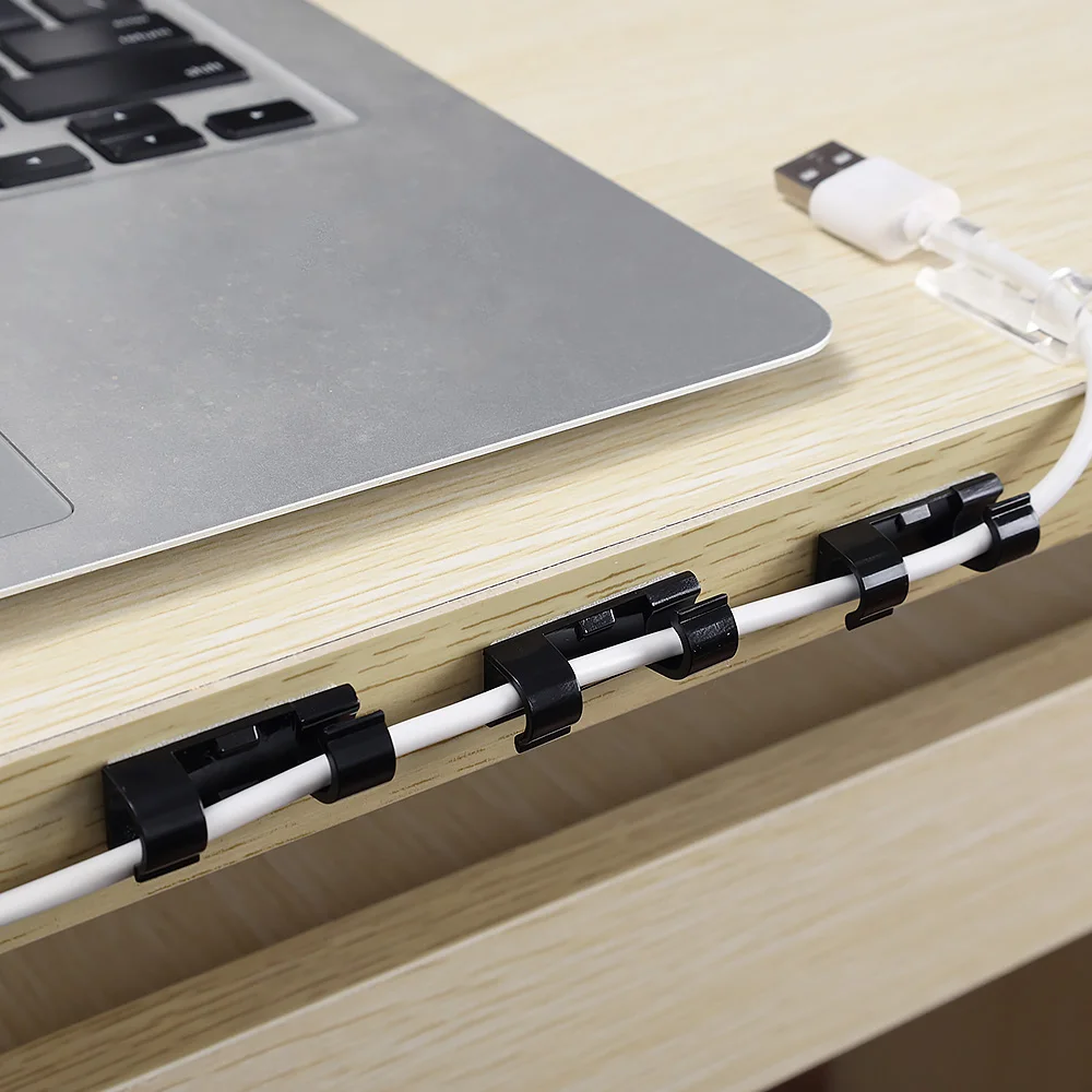 Portable Self-Adhesive Desktop Tidy Cable Management Clips Network Cable Charger Wire Data Line Management Clamp Organizer