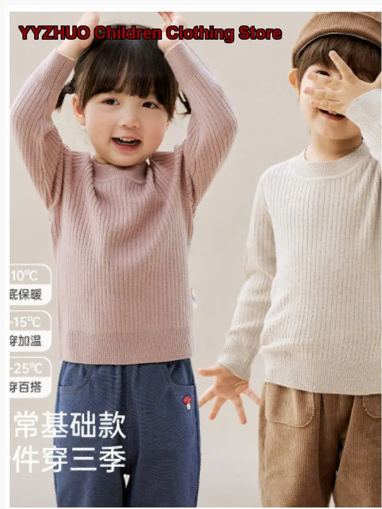 Infant Knit Top Newborn Pure Cotton Round Neck Long Sleeves Red Base Layer Top Spring Autumn Wear for New Year Visits Kids