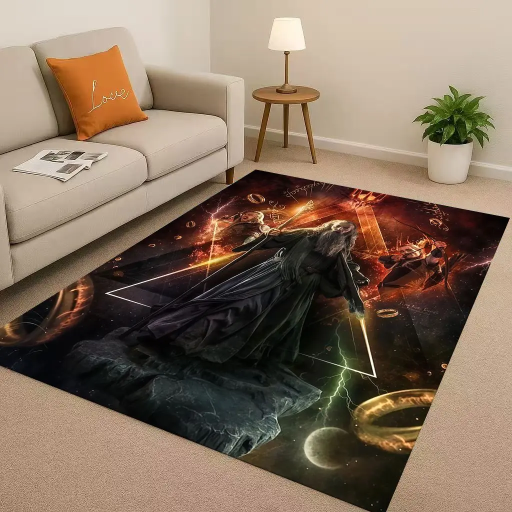 سجادة كلاسيكية L-Lord of The Rings H-Hobbit Gandalf Legolas لغرفة المعيشة، سجادة ناعمة لأريكة غرفة النوم، ممسحة منزلية