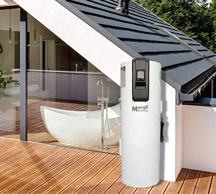 Pompa di calore acqua aria scaldabagno all-in-one per uso domestico all'aperto