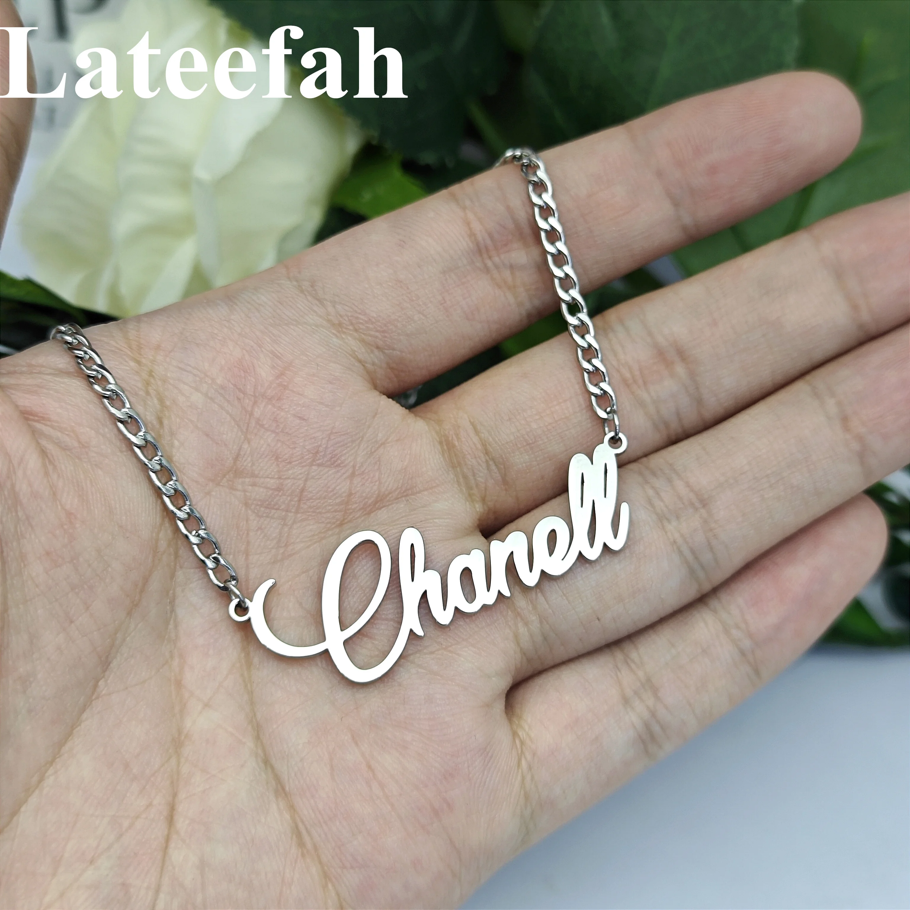 Lateefah Stainless Steel Bamboo Earring Necklace Set Customized Custom Name Jewelry