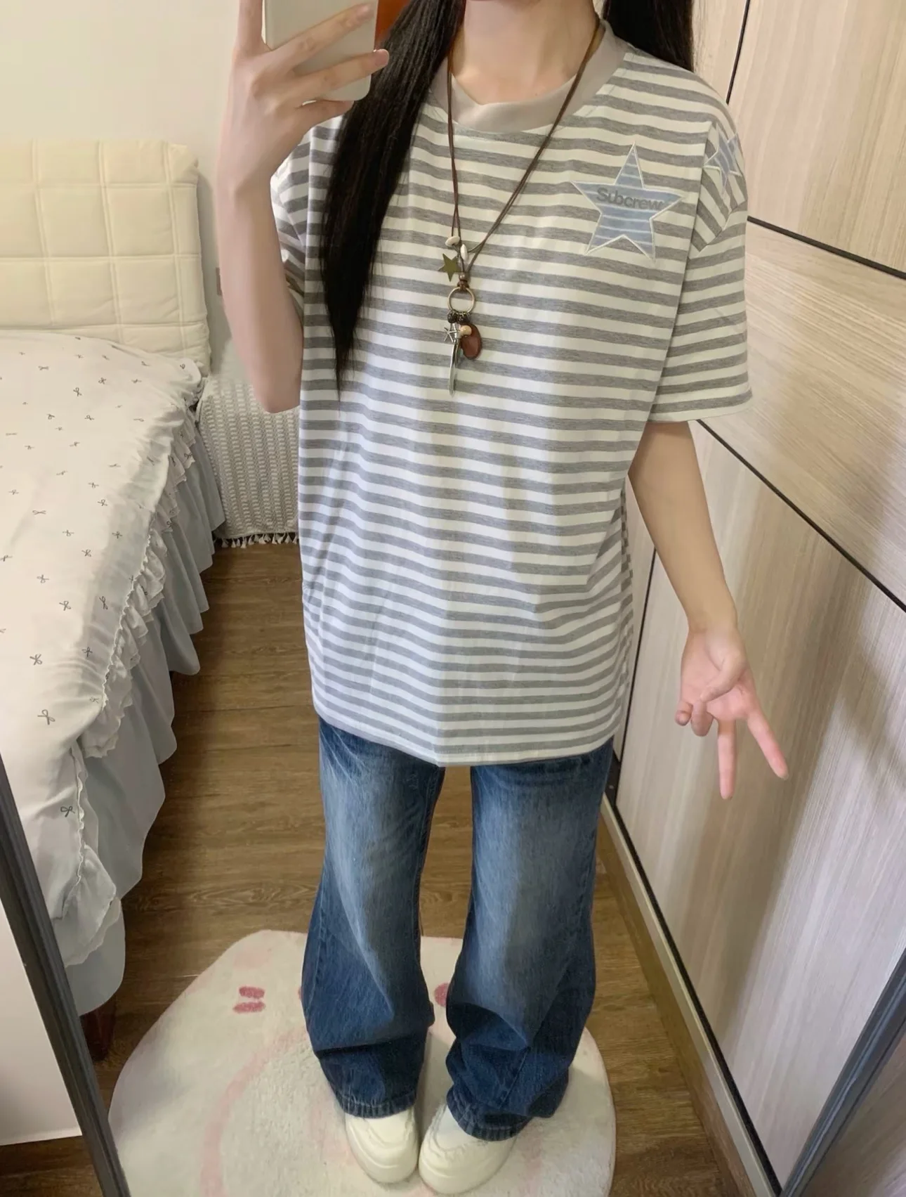 

Unisex Pure Cotton Striped Short Sleeve T-Shirt Casual Comfortable Breathable Outdoor Wear for Men And Women