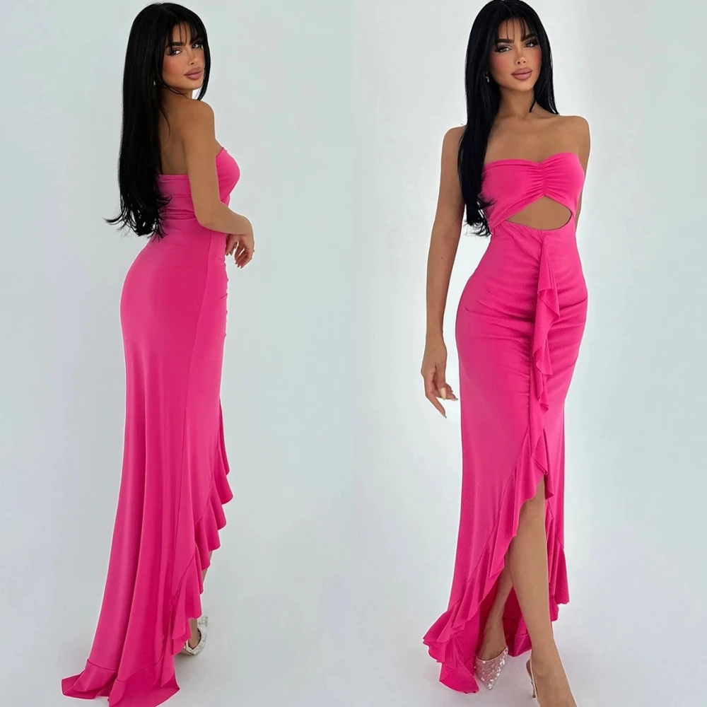 

Customized Sexy Strapless Satin Prom Dresses Simple Mermaid Evening Dress Classic Sleeveless Bespoke Occasion Gowns