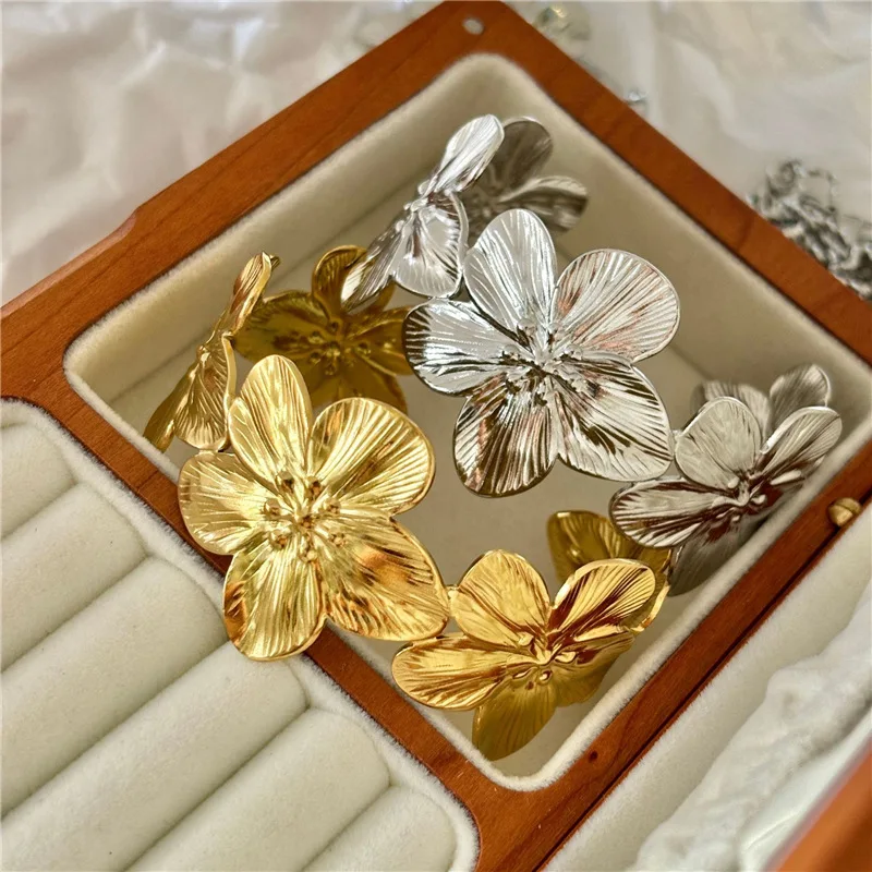 LATS New Personality Wide Flower Bracelet Opening Geometric Adjustable Hand Jewelry Wholesale image 4