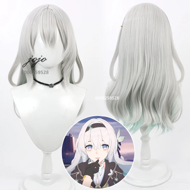 

Honkai: Star Rail Game Firefly Cosplay Wig Long Straight Silvery White Highlights Hair Women Anime Heat Resistant Synthetic Wigs