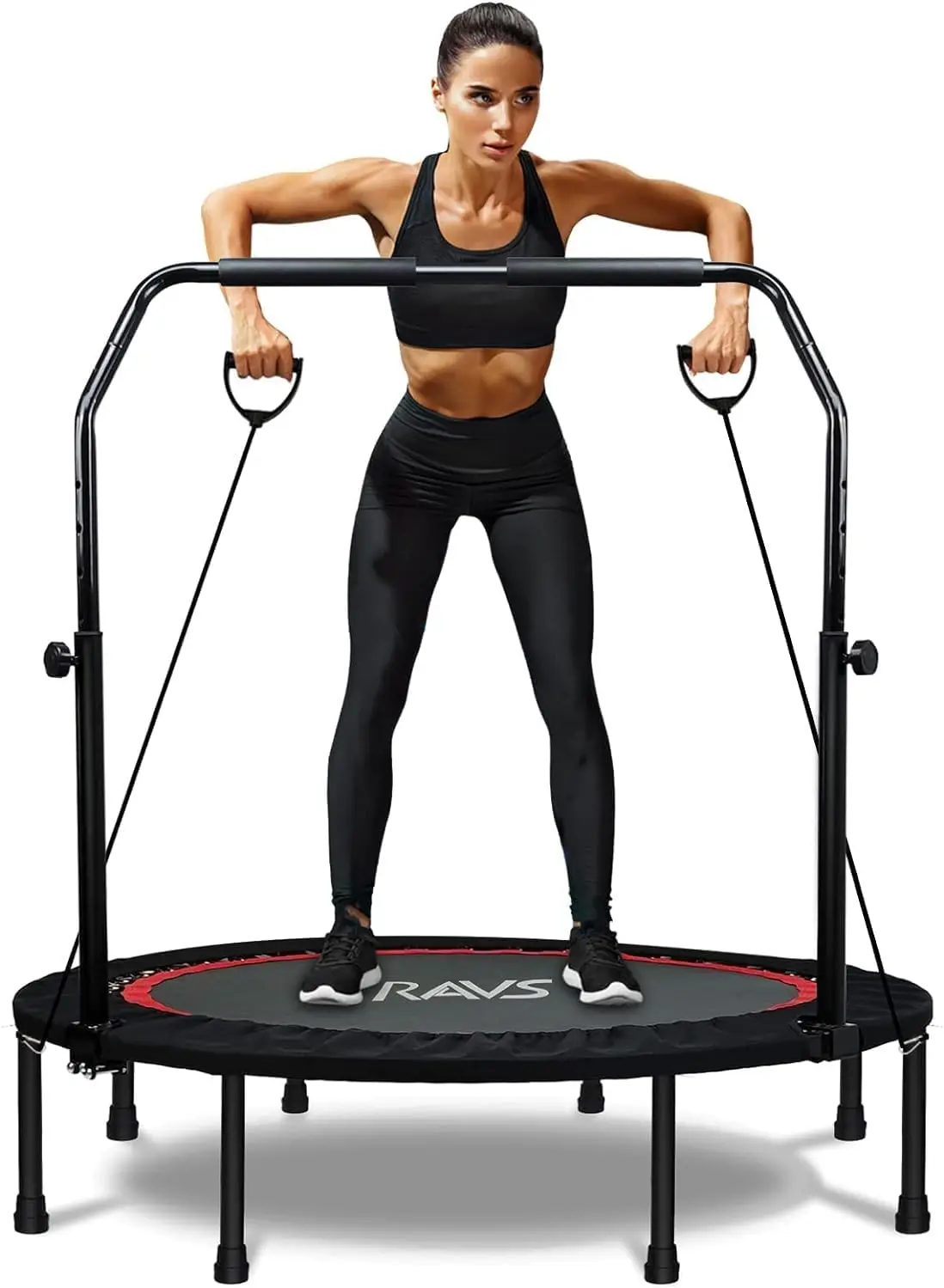 

Mini Trampoline for Kids Adults 40"/48" Foldable Fitness Rebounder Kids Trampoline with 5 Levels Height Adjustable Handle