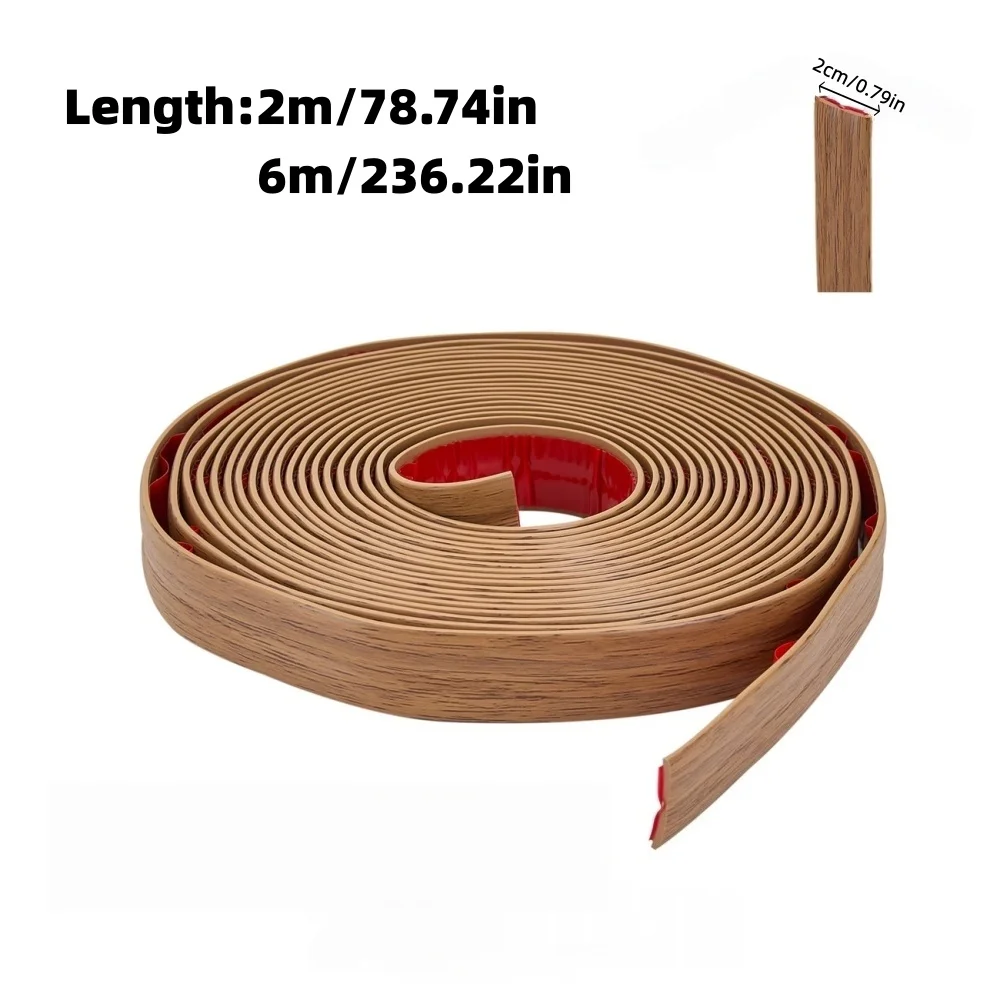 1PC 2/6M Self-Adhesive PVC Wood Grain Wall Edge & Corner Protector - Easy Cut, Reusable Strip Pattern Molding Kit ﻿
