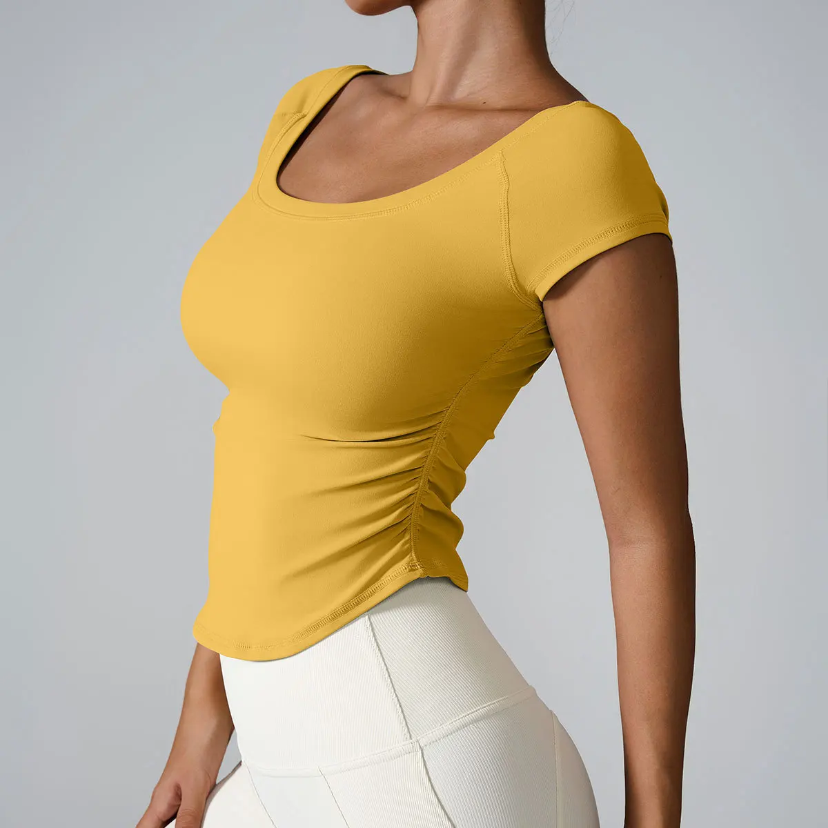 

Fashion Yoga T-Shirt Women Solid Color Slim Fit Gym Running Shirt Breathable Quick Dry Workout Top Female Sportswear 2025