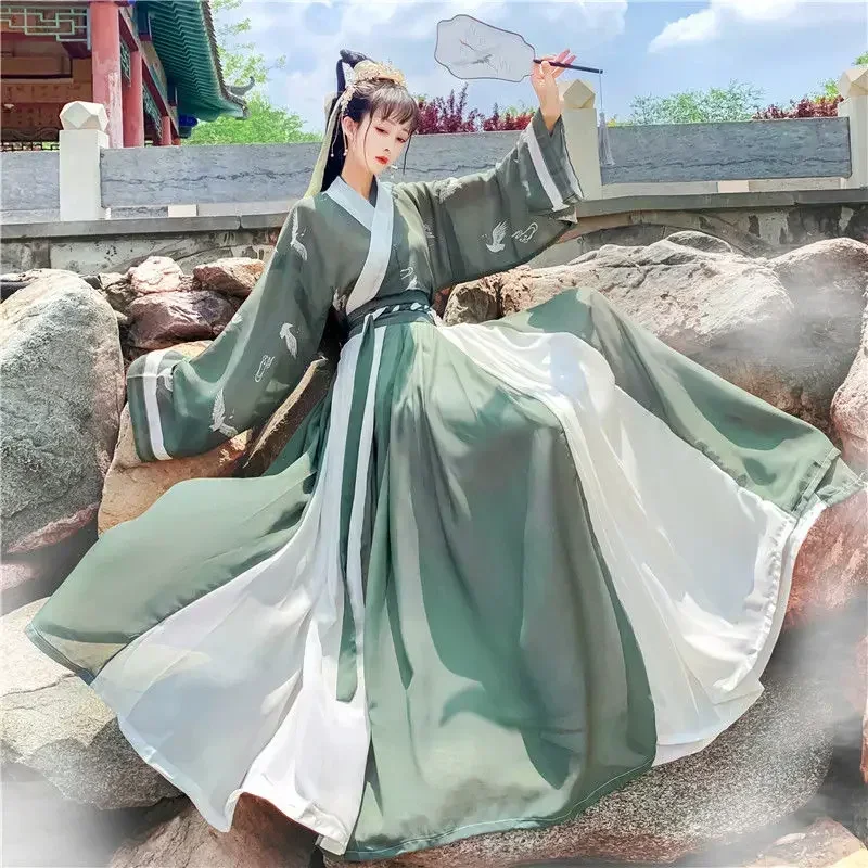 Robe Hanfu Brodée Traditionnelle pour Femme, Costume de Scène de Style Chinois Prairie, Belle brev, Tenues de Princesse Originales