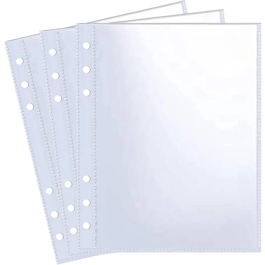 Paquete de 30 fundas para sesión fotográfica ultraligeras, 60 bolsillos, 5x7', para carpeta A5 de 6 anillas, doble cara, 1 bolsillo, páginas fotográficas, hoja de carga superior Pr