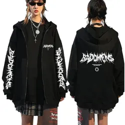 Schlechte Vorzeichen Band finden Gott vor Gott findet mich Grafik Reiß verschluss Hoodie Männer y2k Jacke Männer Vintage Rock Gothic Reiß verschluss Sweatshirt