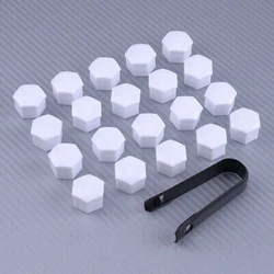 20 Pack Car 17mm White Wheel Lug Nut Bolt Cap With Removal Tool Kit Set New Fit To All Vehicles With 17mm(diameter) Hex Bolt Nut