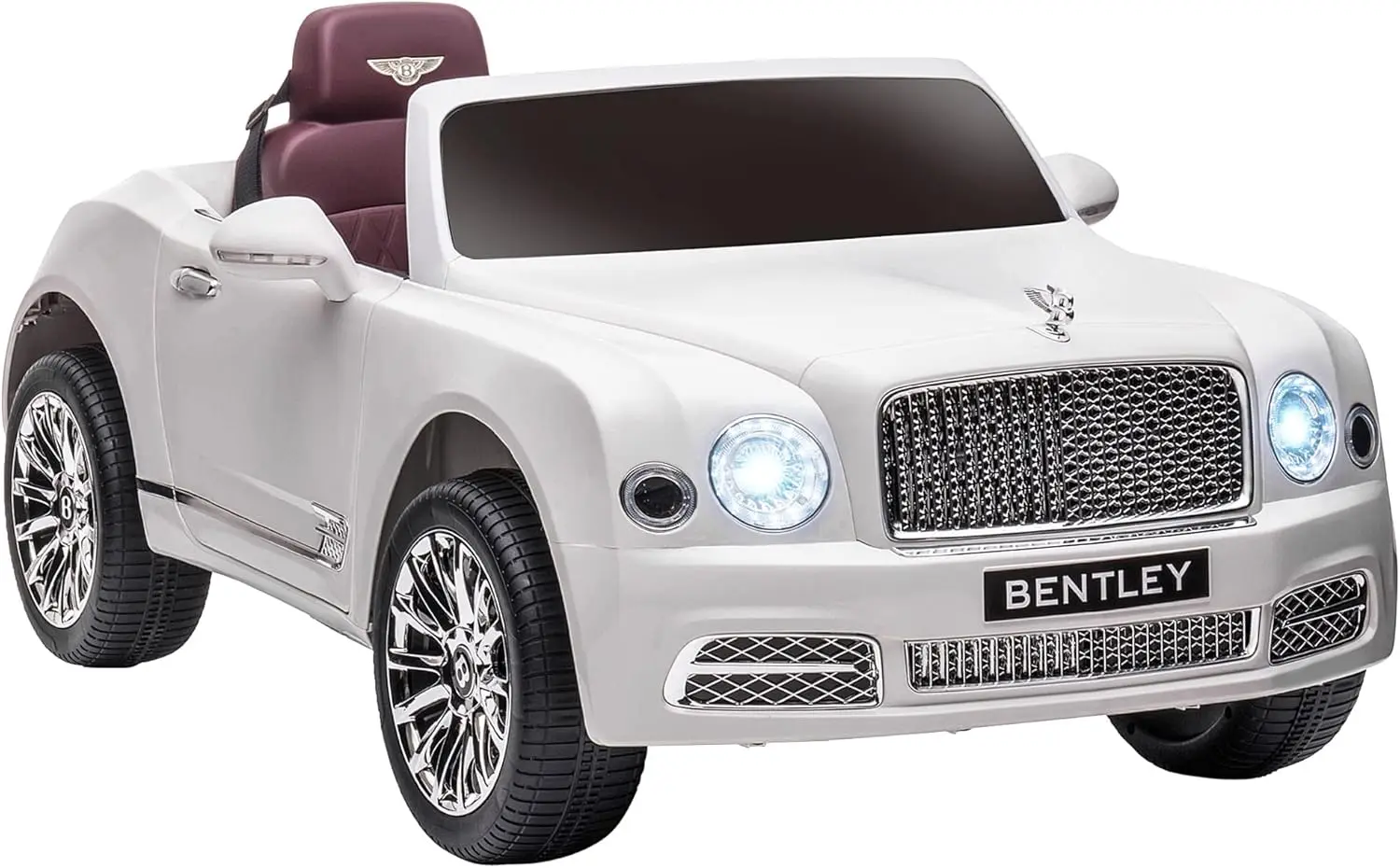 Bentley Mulsanne 12V Ride on Car, samochód zasilany akumulatorem z pilotem, zawieszenie, dźwięk rozruchu, światła LED, MP3, klakson, muzyka
