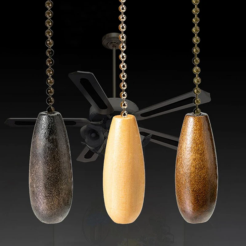 1Pcs Ceiling Fan Chain Pulls Wooden Pull Chain Pendant Rope Extension Pull Chain Easy Install Removal For Ceiling Light Lamp Fan