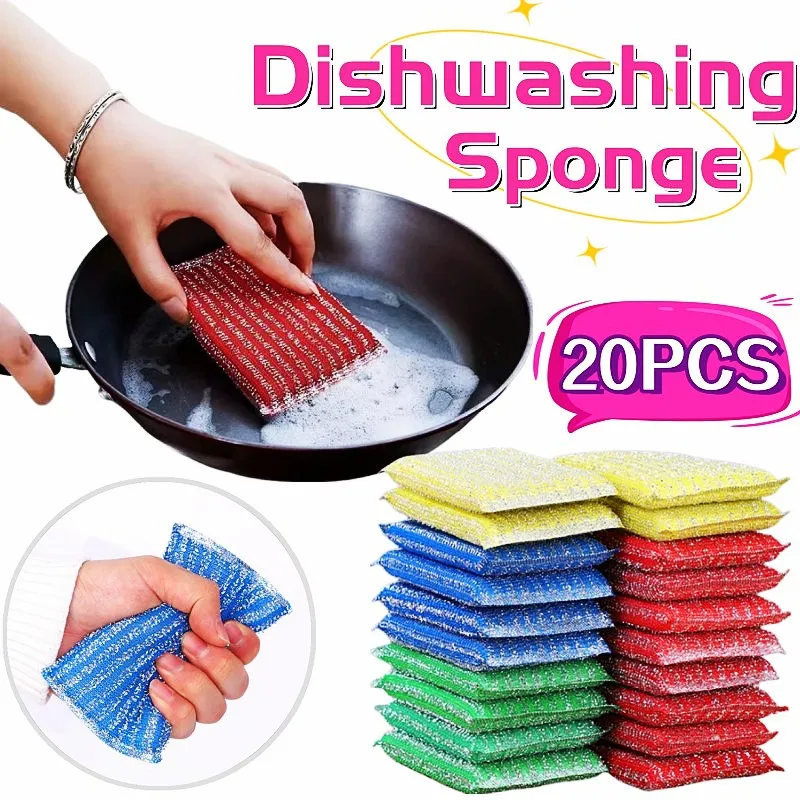 Double-sided Cleaning Sponges Non Scratch Scouring Sponge Pan Pot Dish-Washing Sponge Household Kitchen Scouring Pad Wash Sponge