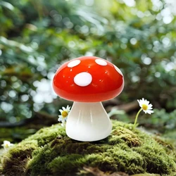Cute Murano Glass Mushroom Miniature Statue Craft Ornament Home Desktop Kids Room Fairy Garden Figurines Easter Decor Collection