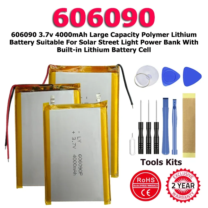 

606090 3.7v 4000mAh Large Capacity Polymer Lithium Battery For Solar Street Light Power Bank With Built-in Lithium Battery Cell