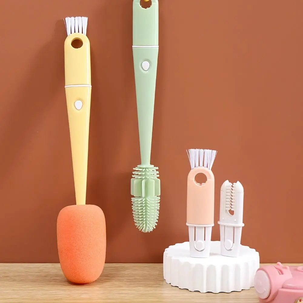 4-in-1 Cup Cleaning Brush Multi-functional U Shape Silicon Brush Cup Washing Brush Pendable Tumbler Cleaner for Home Office