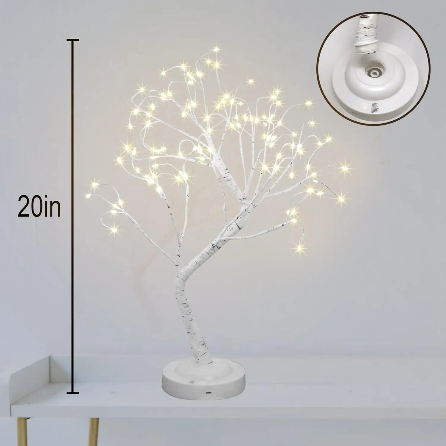 8 Modes Bonsai LED Birch Tree Night Light Mini Christmas Tree Lamp USB/Battery Bedside Room Decorative Lamp Fairy Nightlights