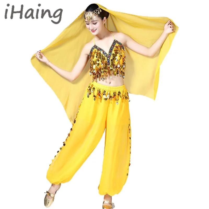 Female Belly Dance Top Bra Pants Indian Costume Set Women Festival Bollywood Cosplay Dancing Rave Outfit Practice Dancewear