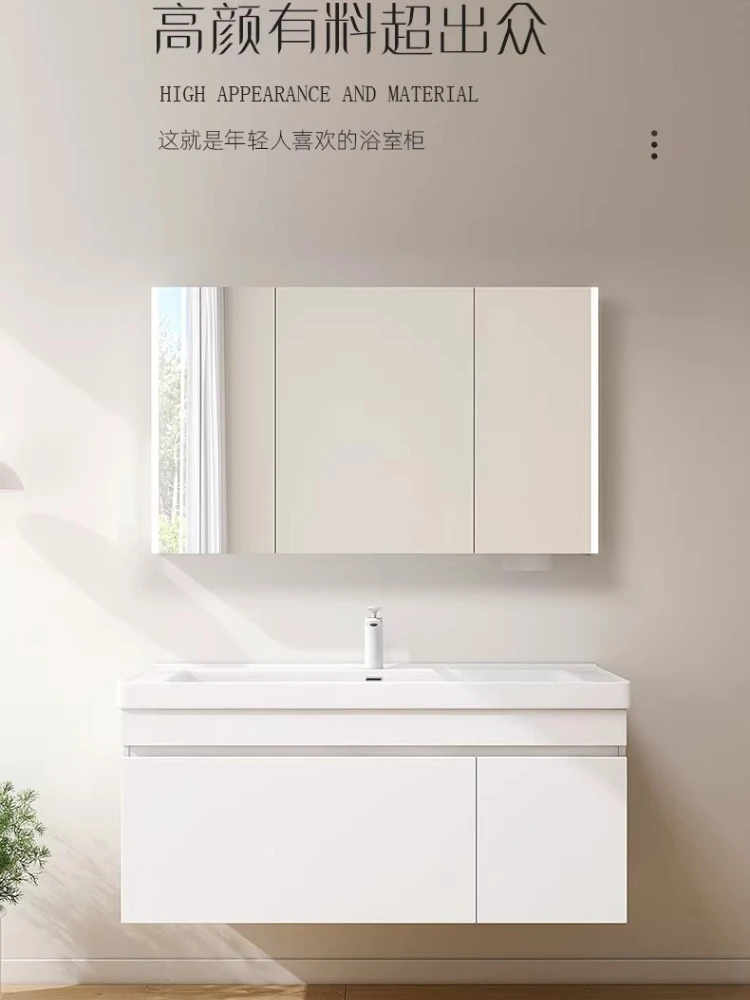 

Углубленная керамическая раковина глубиной 19 см для ванной комнаты, интегрированная в тумбу-умывальник