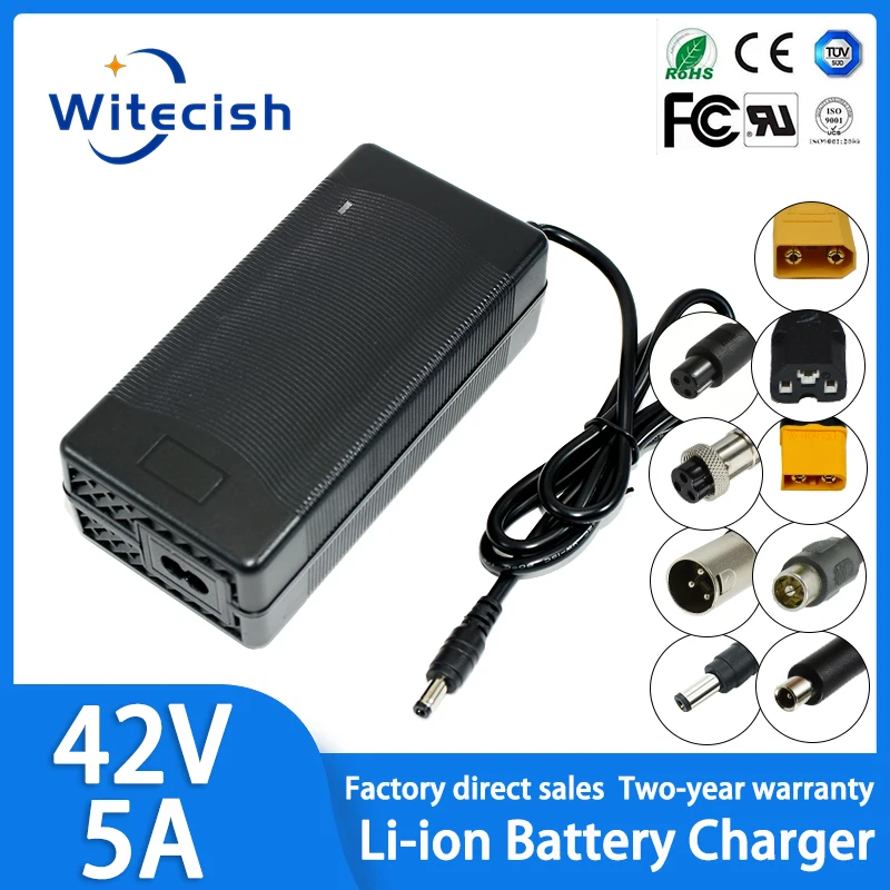 Cargador de batería de iones de litio de 42V 5A, paquete de batería de litio de 10S 36V para M365 pro,bird,lima,ime-s,Ninebot Es1,Ninebot Es2,Ninebot Es4