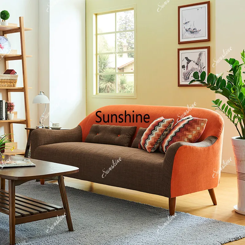 Italian simple small apartment small sofa single concubine contrasting color fashionable fabric sofa