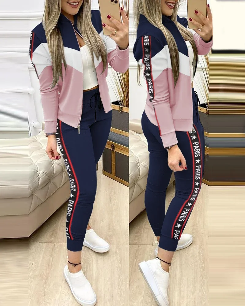 2025 Tracksuit suits 2 Piece Set Zipper Jacket+Long Pants Sports Suit Female Sweatshirt Sportswear Suit for Woman Clothing