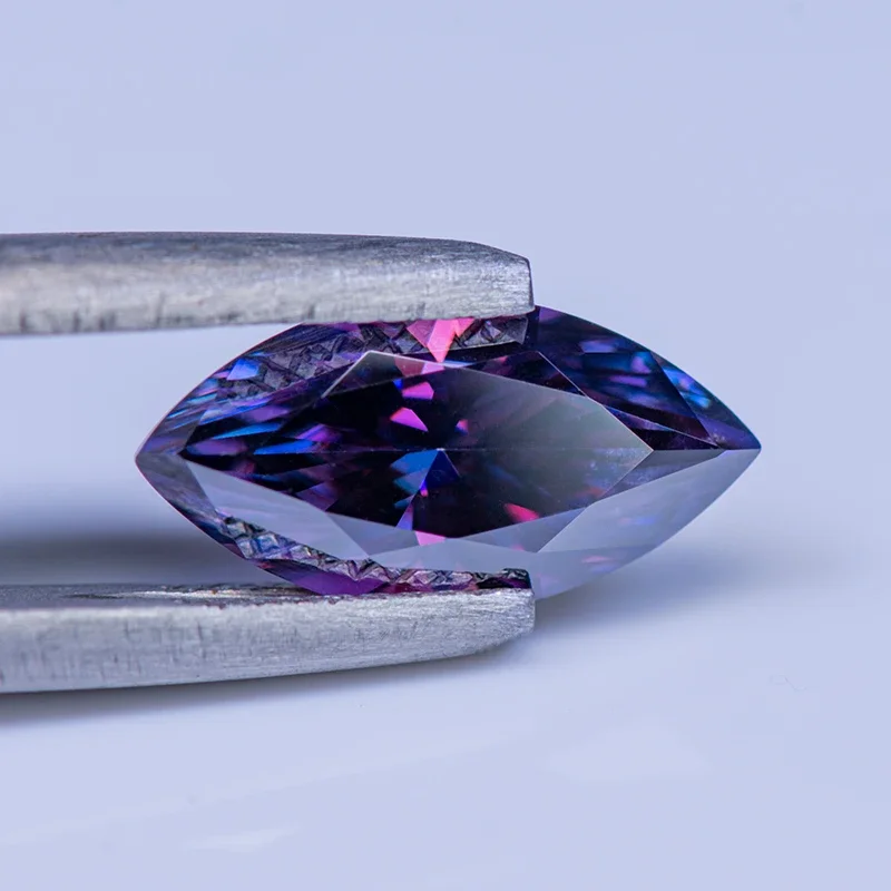 Moissanite Stone Gemstone Imperial Purple Color Marquise Cut Lab Grown Diamond Charms Woman Jewelry Making with GRA Certificate