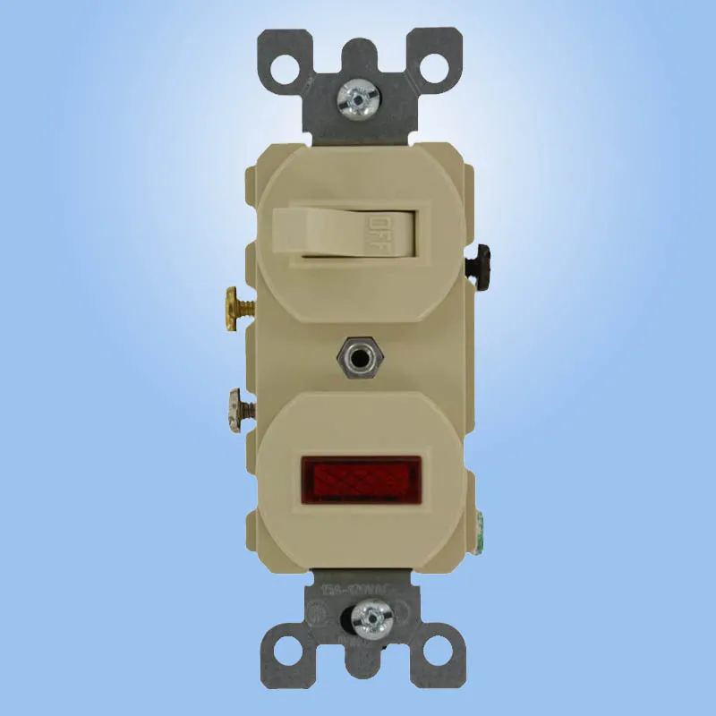 

Duplex Style Single-Pole/Neon Pilot AC Combination Switch, 15A120V Light Switch with Toggle Pilot Light Switch,3 Way Commercial