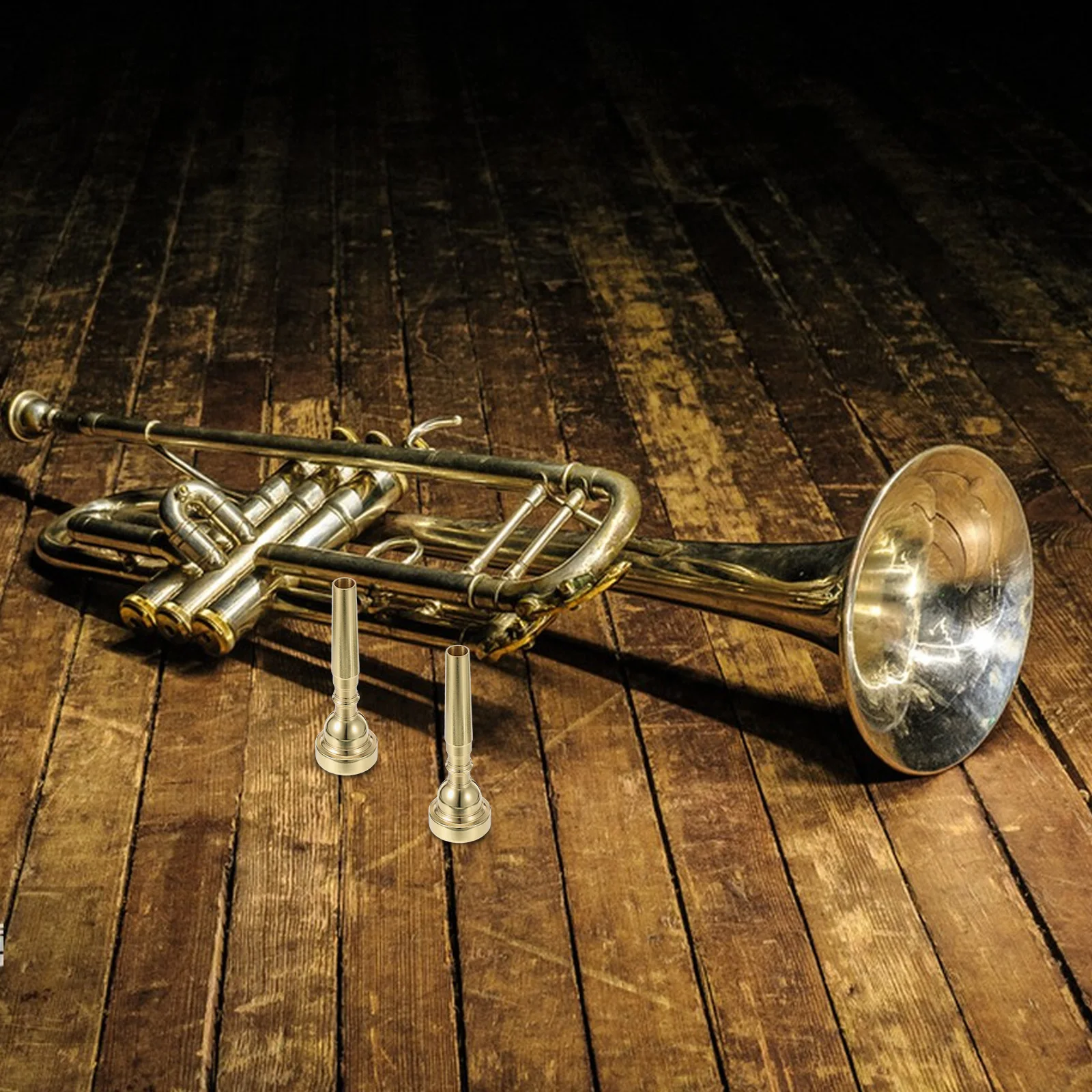 

2 Pcs Brass Trumpet Blower Horn Mouthpiece for Musical Instrument Golden Student