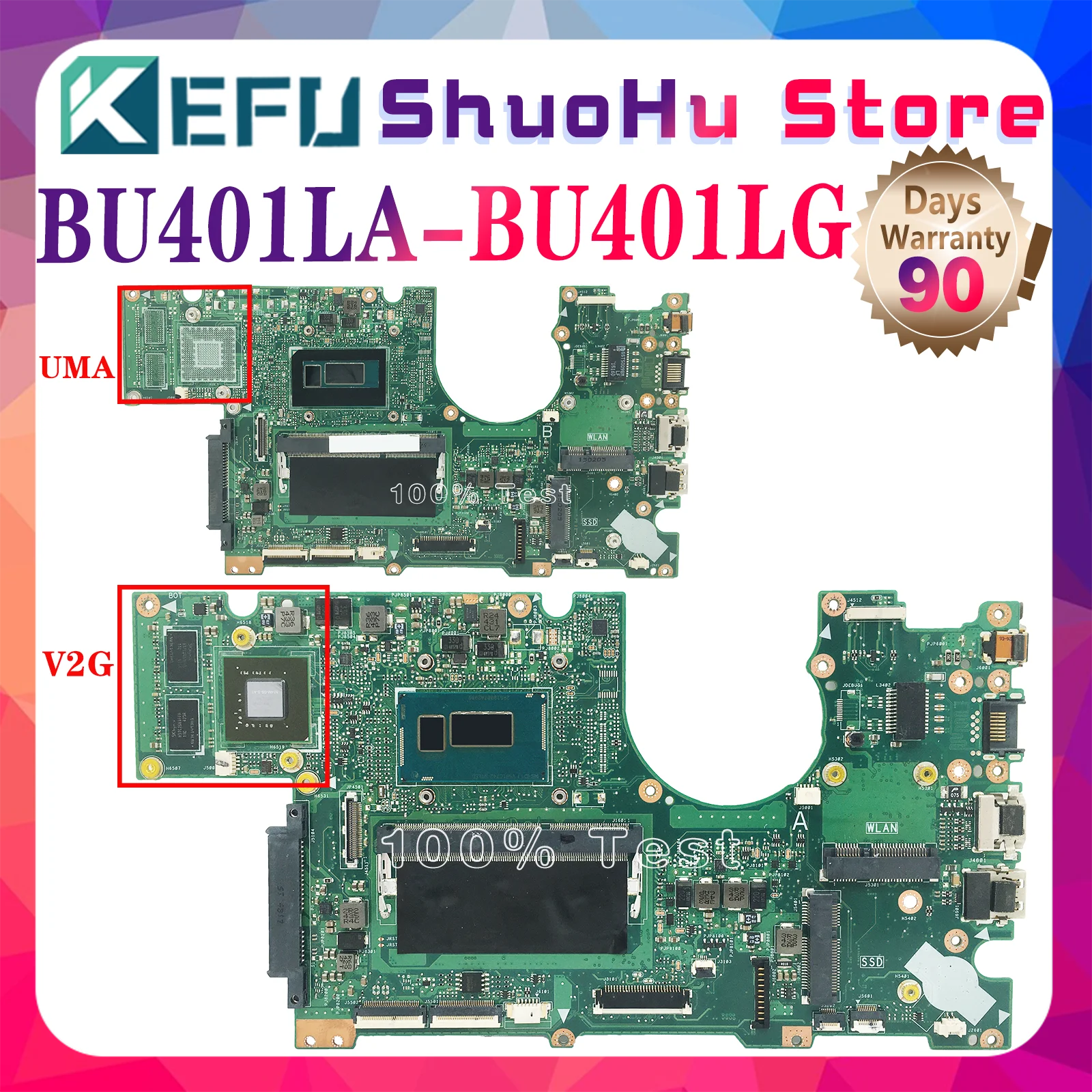 

KEFU BU401LG BU401LA Laptop Motherboard For ASUS BU401L BU401LAV Notebook Mainboard CPU:I3-I5-I7/4th RAM:4GB GPU:UMA-V2G/GT730M