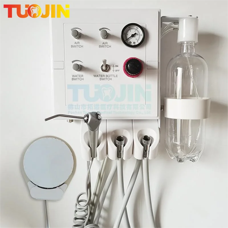 Dental Turbine Unit Portable Work With Weak Suction 3 Hangers Dental Equipment Air Unit 2 Handpiece Tubes 3 Way Syringe