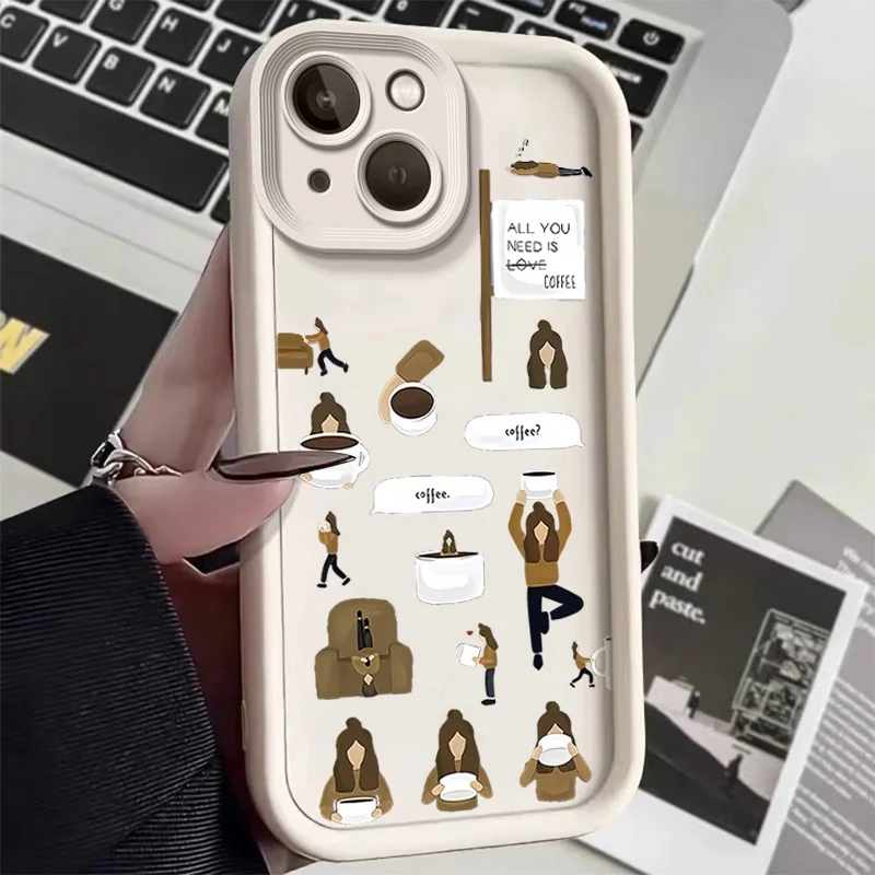 Sky ladder painted yoga coffee girl phone case For iPhone 11 12 13 14 15 pro max